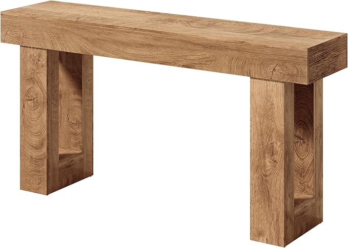 LITTLE TREE 63 Inches Long Console Table for Entryway, Sofa Table Behind Couch, Wooden Entry Table Foyer Hallway Table, Industrial Console Sofa Table for Living Room, Oak Color