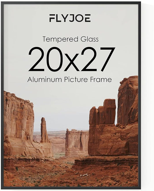 20x27 Metal Picture Frame - Black Aluminum Picture Frames with Real Glass, Wall Mounting Horizontally or Vertically, Diploma, Certificates and Decor for Wall Gallery 27x20 Frame, Black