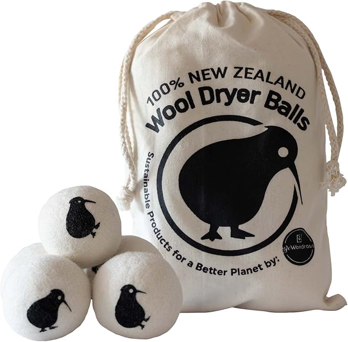 Wool Dryer Balls XL, 100% New Zealand Organic Wool - Reusable Natural Fabric Softener for Laundry, Dryer Sheets Alternative - Prevent Wrinkles and Anti Static (White, 4-Pack)