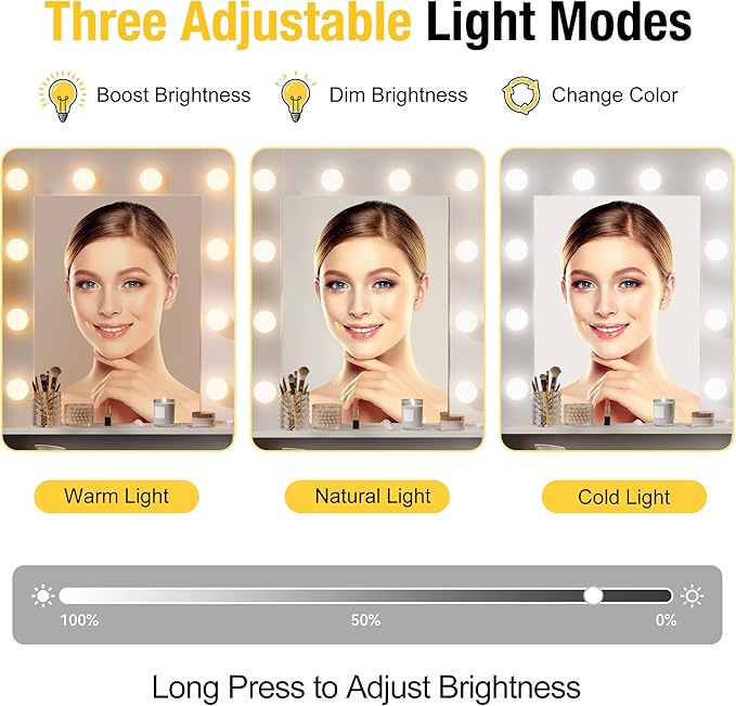 KAMABOKO Farmhouse Vanity Desk with Mirror and Lights, Large Makeup Vanity Table with 2 Drawers, Clear Glass Display Cabinet and Upholstered Storage Stool, Girls Vanity for Bedroom (037-Black)