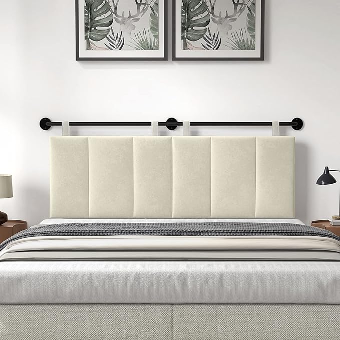 Headboard, Headboards Queen Size Wall Mounted Bed Headboard with Headboards Only Height Adjustable Beige Head Boards for Bedroom(Velvet Beige, Queen)