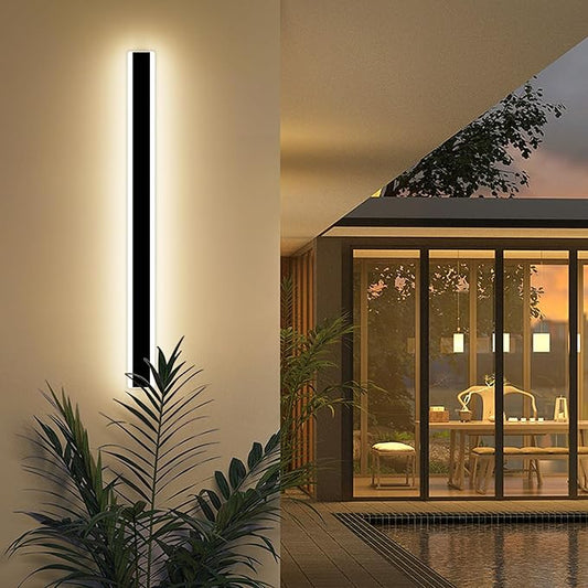 Modern 39inch Outdoor Wall Light, 3000K Black Acrylic Exterior Lighting Fixtures Wall Mount, Ip65 Waterproof Modern Porch Lights Wall Sconce, Led Long Outdoor Lights for House Hard-Wired