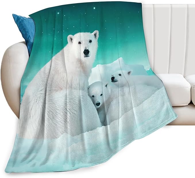 Polar Bear Blanket Polar Bear Gifts for Girls Women Polar Bear Throw Blanket for Kids Adults Soft Warm Cozy Fleece Blanket for Couch Sofa Bed 60"x80"