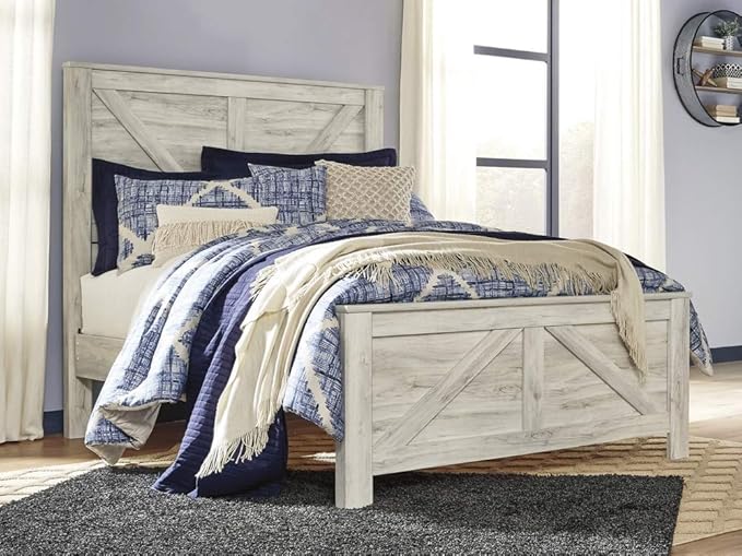 Signature Design by Ashley Bellaby Farmhouse Crossbuck Panel Headboard ONLY, Queen, White