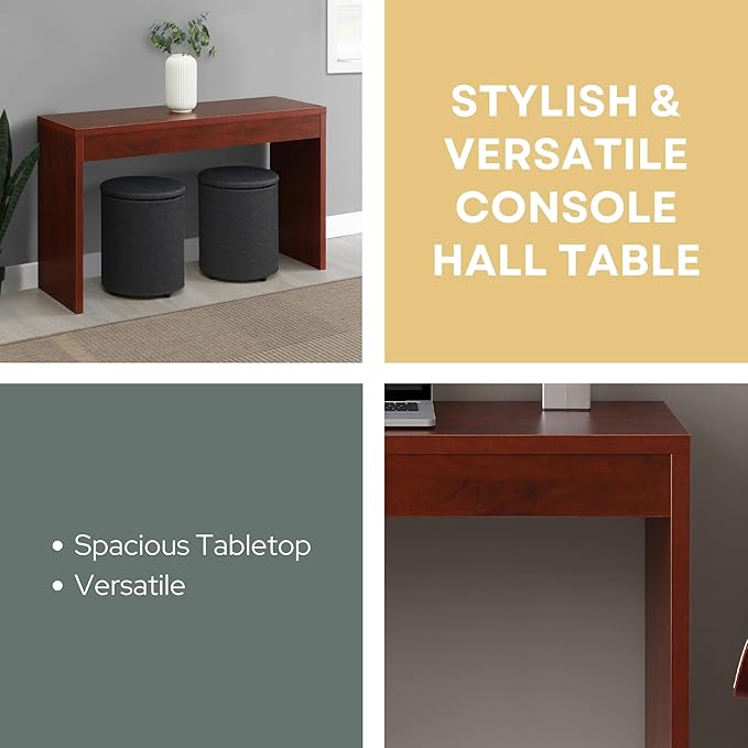 Convenience Concepts Northfield Hall Console Table 48" - Modern, Minimalist Narrow Sofa Display Accent for Contemporary Living Room, Entryway, or Hallway, Cherry