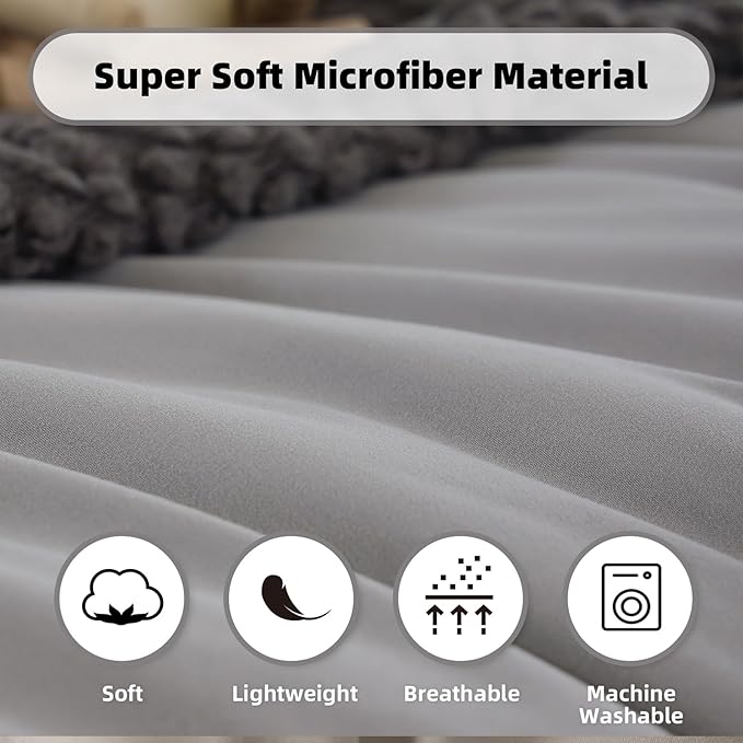 weigelia Twin Comforter Set Microfiber 5 Pieces Grey Twin Bedding Set All Season Soft Lightweight Comforter Set Bed in a Bag Twin Set with Comforters, Flat & Fitted Sheets, Pillowcases & Shams