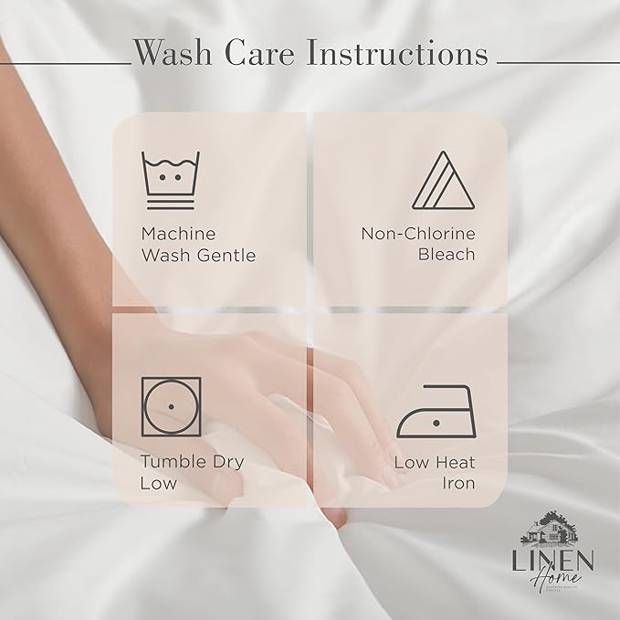 Linen Home 100% Cotton Percale Sheets Queen Size, Sand Shell, Deep Pocket, 4 Pieces Set - 1 Flat, 1 Deep Pocket Fitted Sheet and 2 Pillowcases, Crisp Cool and Strong Bed Linen