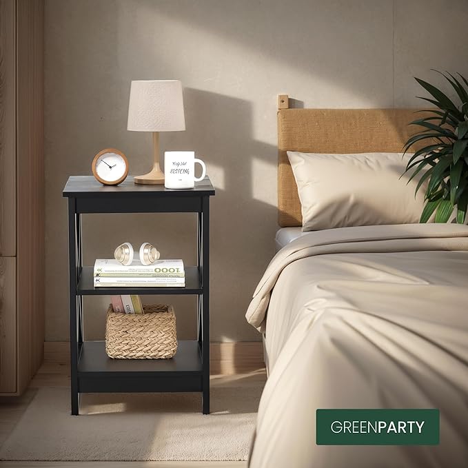 Side Tables, Small End Table Set of 2 for Living Room,Modern Nightstands for Bedroom,Wood Side Table,Black