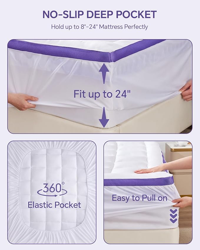 Dual Layer 4 Inch Memory Foam Mattress Topper Full - 2 Inch Gel Memory Foam and 2 Inch Pillow Top Mattress Pad, 7-Zone Egg Crate Full Size Mattress Topper Support for Back Pain