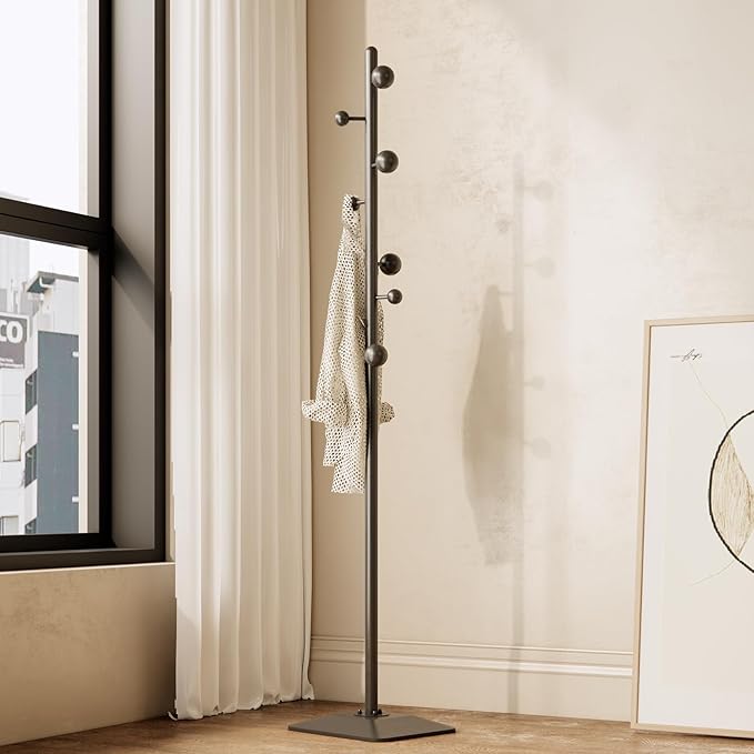 coat rack freestanding,coat rack stand with 7 Hooks and Metal Base for Bags, Hats.Coat Tree Coat Hanger Stand for Home Office Hall Entryway