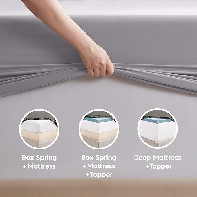 Nestl Twin Sheet Set - 1800 Ultra-Soft Microfiber Twin Bed Sheets - Double Brushed - Deep Pockets - Easy Fit - Extra Soft - 3 Piece Set - Bedding Sheets & Pillowcases (Twin, Grey Lavender)