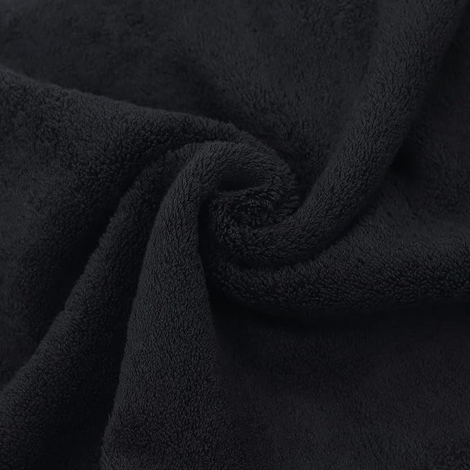 Luxury Hotel & Spa Quality, Quick Dry 100% Turkish Cotton 700 GSM, Eco Friendly Towel, for Bathroom, Gymand Kitchen Dobby Border Soft Hand Towel Set 16 X 30, Black, Hand Towels - Set of 6