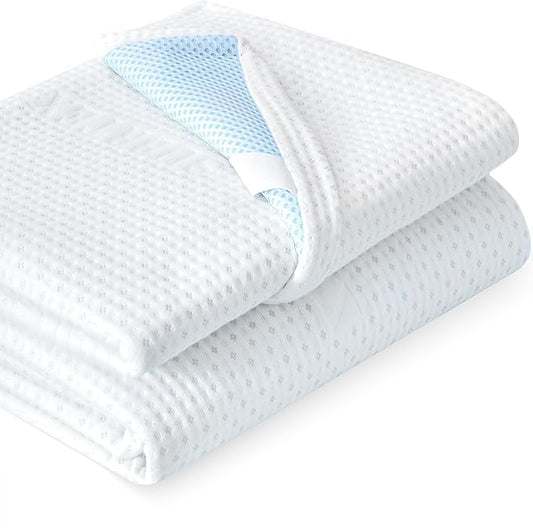 Subrtex 2 Inch Mattress Topper Cover (Only Cover) Mattress Topper Protector Bedding Rayon Made from Bamboo Removable Mattress Encasement with Zippers, Queen