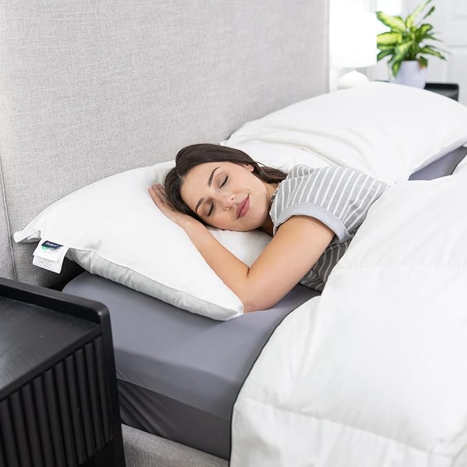 Globon Luxury Down Pillows King Size Set of 2, 100% Cotton Shell Hotel Collection Bed Pillows for Sleeping, Medium Firm Down Surrounded Feather Pillow 20" x 36"