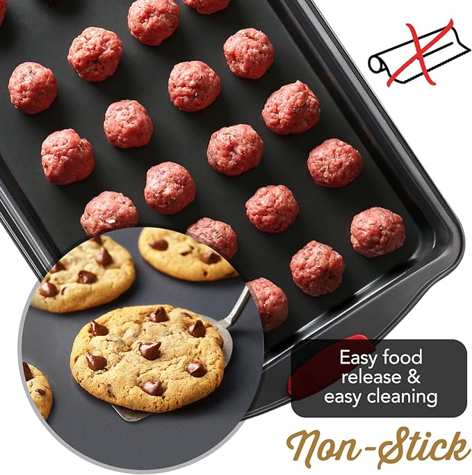 EatEx Bakeware Sets and Mixing Bowl Set, Non-Stick Baking Sheet Set with Utensils, Carbon Steel Cookie Sheets for Baking with Silicon Handles, Oven Safe Sheet Pans and More