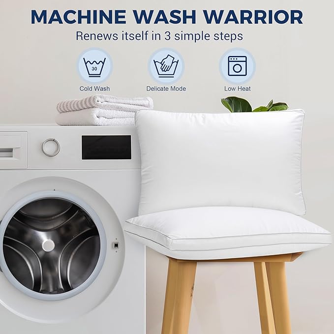 Bed Pillows King Size Set of 2 for Sleeping, Cooling Gusseted Pillows Hotel Quality, Soft Down Alternative Plump Filling for Back, Stomach or Side Sleepers, 19 x 34 inches