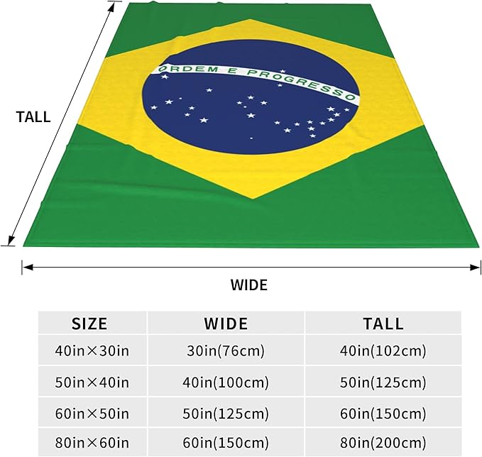 Brazil Flag Lightweight Throw Blanket 60x50 Inch, Travel Blanket Cozy Plush Warm Blankets for Bedroom Living Rooms Sofa Beds Office