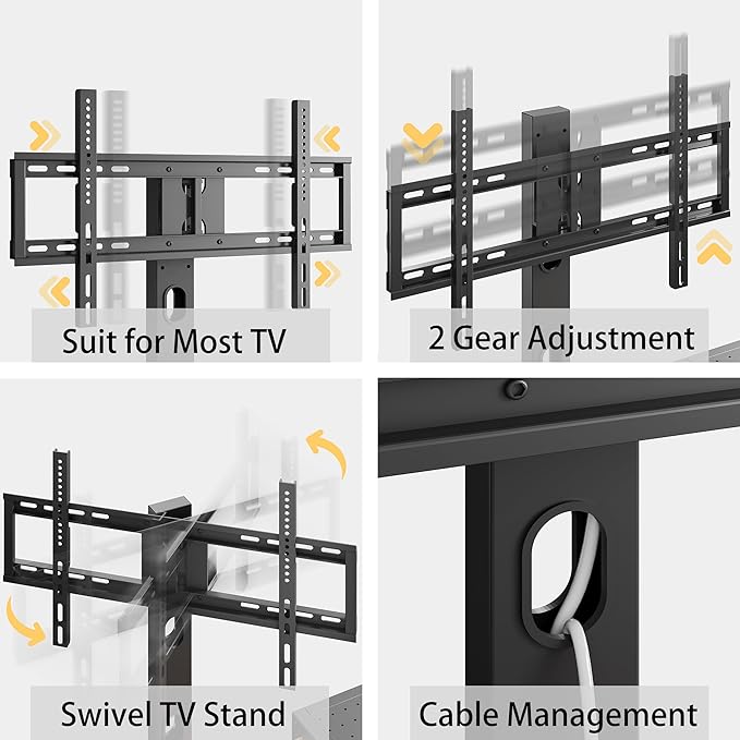 IRONCK 79 Inch TV Stand for TVs up to 85 Inch with Mount and Power Outlet, 3 Tiers TV Console with Storage Shelves, Entertainment Center, Steel Frame, for Living Room, Bedroom, Vintage Brown
