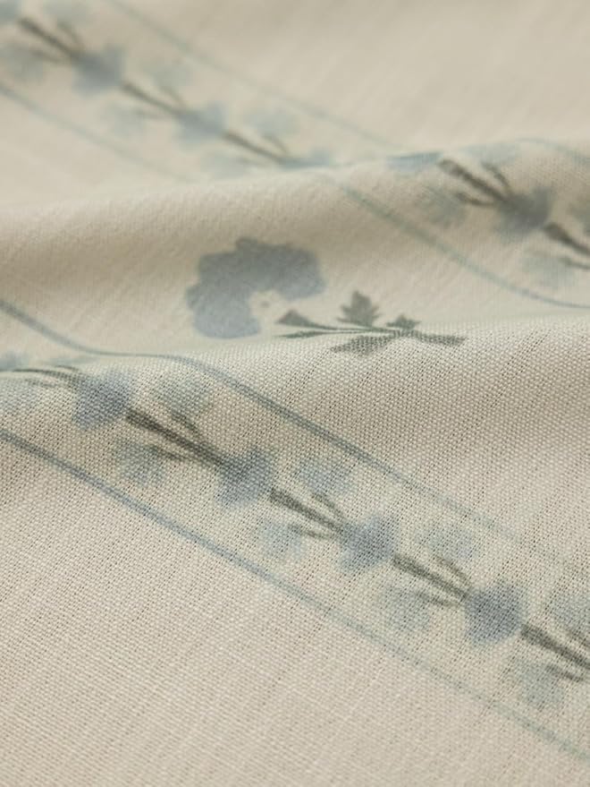 Linen Blend Pinch Pleated Curtains for Living Room, Bedroom, Dining Room - Light Filtering Curtains 2 Panels Set - Luxury and Modern Floral Printed Design - Antique White, 30" W x 84" L