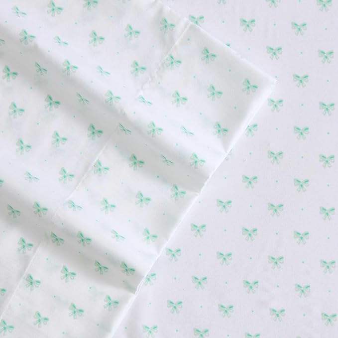 Laura Ashley Kids - Queen Sheet Set, Soft & Wrinkle-Resistant Toddler Bedding Set, Deep Pockets, Girl Bed Sheets with Matching Fitted Sheet & Pillowcases (Lovely Bows Blue)