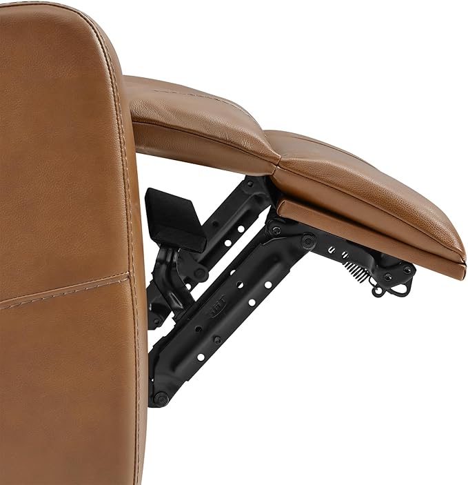 Watson & Whitely Genuine Leather Power Recliner Chairs for Adults, Lay Flat Recliner with Power Headrest, USB Ports and Cup Holders, Electric Reclining Sofa for Living Room, Bedroom, Saddle Brown