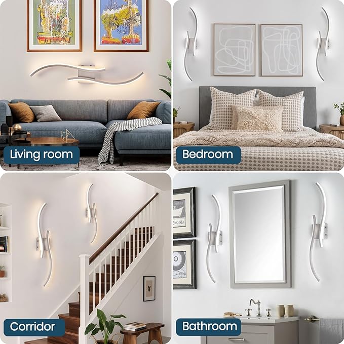 Battery Operated Wall Sconces Set of 2, Rechargeable Dimmable Battery Wall Light with Remote Control, Brushed Nickel LED Wireless Wall Light for Living Room Bedroom Hallway，31.5inch (Brushed Nickel)