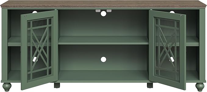70" Vintage TV Stand with Carved Doors for TVs Up to 80" - Green