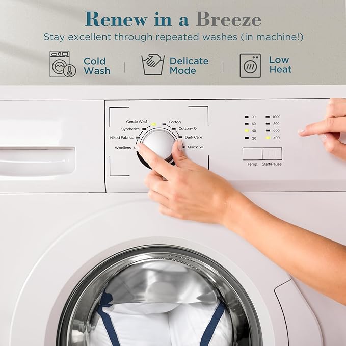 viewstar Bed Pillows Standard Size Set of 2, Hotel Cooling Down Alternative Gusseted Pillows for Side, Back, or Stomach Sleepers, Navy