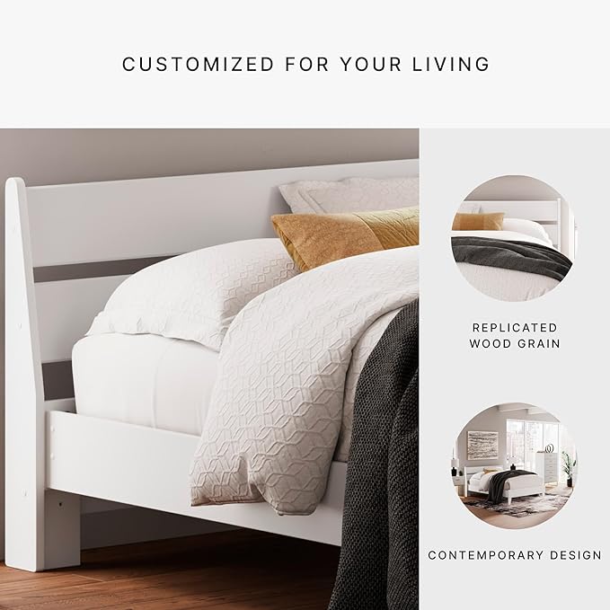 Signature Design by Ashley Socalle Coastal Panel Headboard, Queen, White