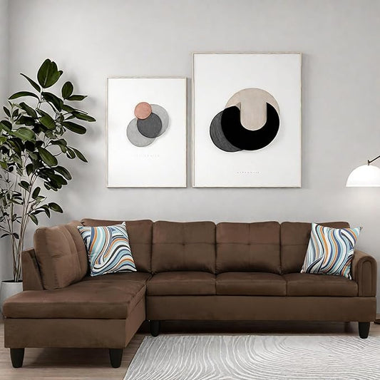 L Shaped Couch, Modular Sectional Sofa with Chaise, Modern Modular Sofas Furniture Sofa Couches for Living Room/Apartment/Office/Bedroom, Chocolate