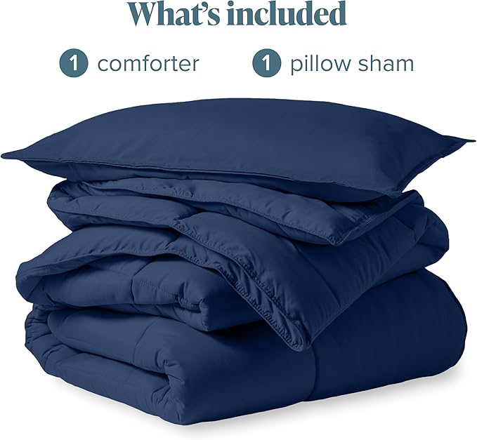 Bare Home Comforter Set - Ultra-Soft - Goose Down Alternative - Premium 1800 Series - All Season Warmth (Twin/Twin XL, Dark Blue)