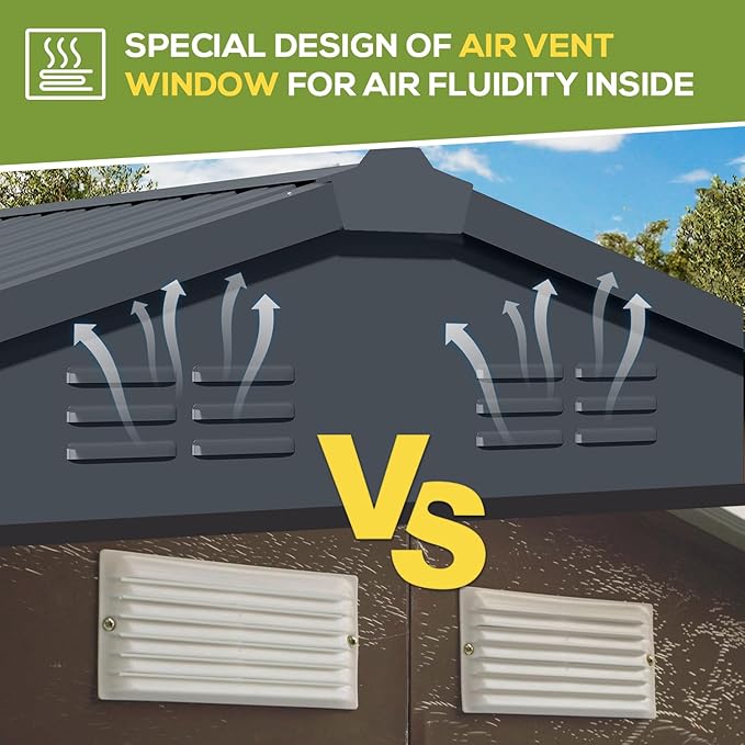 AECOJOY 12' x 14' Outdoor Storage Shed with Sliding Door, Outdoor Sheds & Outdoor Storage Clearance Backyard Shed Storage Cabinet, Large 14x12 Metal Storage Tool Shed