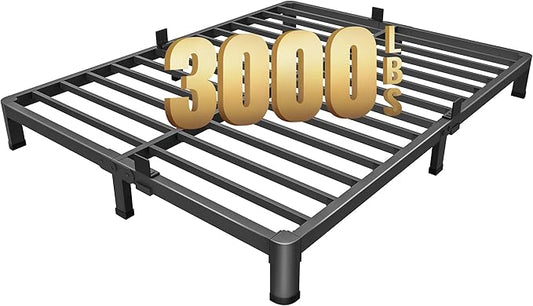 MAF 4 Inch Queen Metal Platform Bed Frame with Round Corner Legs, 3000 LBS Heavy Duty Steel Slats Support, Noise Free, No Box Spring Needed, Easy Assembly