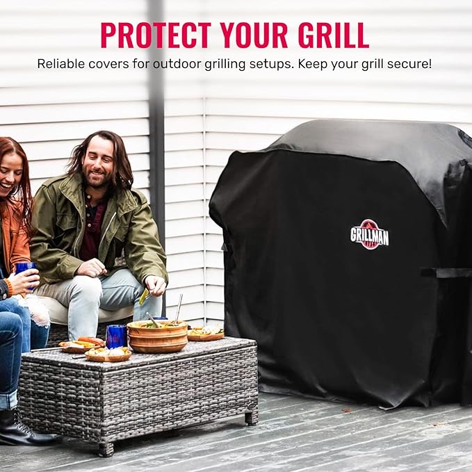 Grillman Grill Cover, BBQ Outdoor Grill Covers, Charcoal, Gas Grills, Waterproof, Rip-Proof, Weather-Resistant, Anti-UV, Barbecue Cover for Weber, Genesis, Charbroil, Nexgrill, etc (Black, 72 Inch)