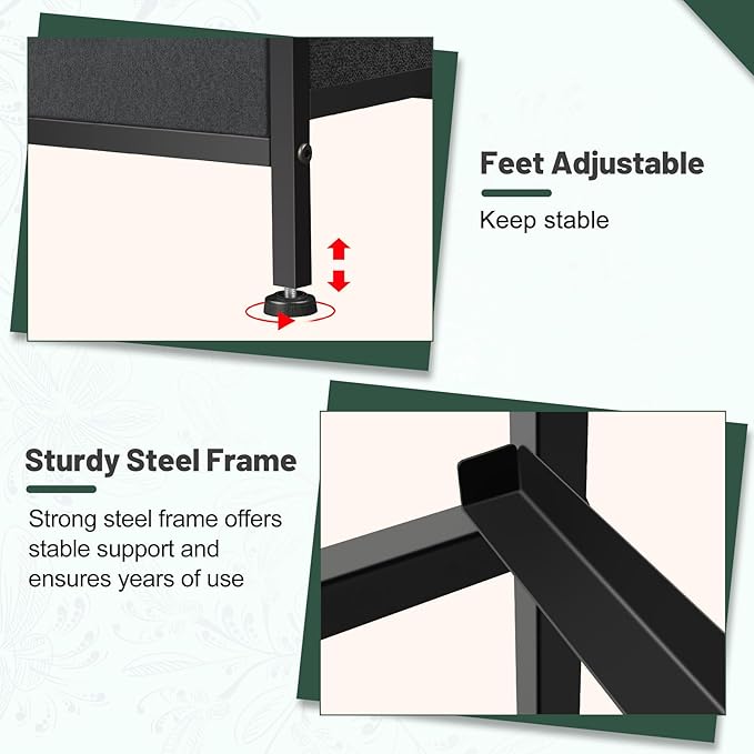 Dresser for Bedroom with 10 Drawers, Chest of Drawers, Storage Drawers Organizer Unit, Black Wide Fabric Dresser with Fabric Bins for Closet, Living Room, Entryway (Black and Charcoal Black)