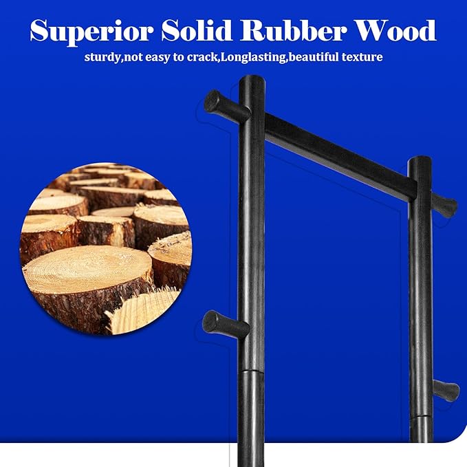 Coat Rack,Freestanding Hall Tree for Entryway Home Bedroom Office,Sturdy Wooden Coat Hanger Stand for Clothes Jacket Hats Bags(Black)