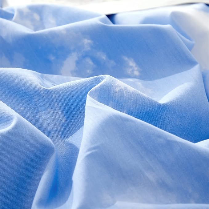 CLOTHKNOW Blue Sky California King Comforter Set White Cloud Bedding Comforter Sets Women Men Comforter Blue Comforter with 2 x Pillow Cases