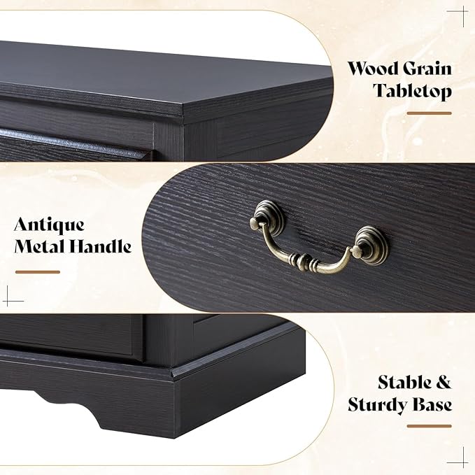 AMERLIFE 7 Drawers Dresser for Bedroom, Farmhouse Chest of Drawers with Vintage Metal Handle, Wooden Dresser Organizer for Hallway, Espresso