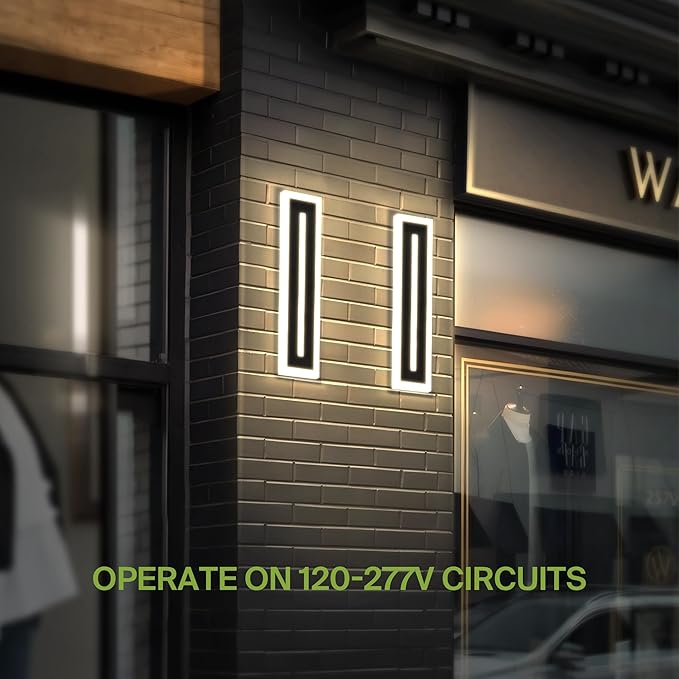 ASD LED 24" Long Wall Mount Light Fixture, Outdoor & Indoor Linear Sconce | 3CCT, Dimmable, Waterproof, Anti-Rust, ETL Listed | 24W 1630LM 3000-5000K 100-277V | Exterior Porch Lighting | Black, 2 Pack