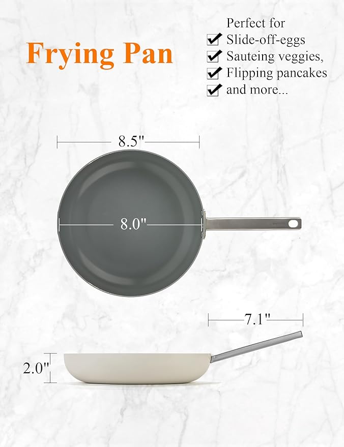 ChefRobot 8 Inch Nonstick Ceramic Frying Pan Healthy Frying Pan Even Heat Distribution Skillet Dishwasher Safe Pan Induction Compatible Ceramic Pan PFOA Free