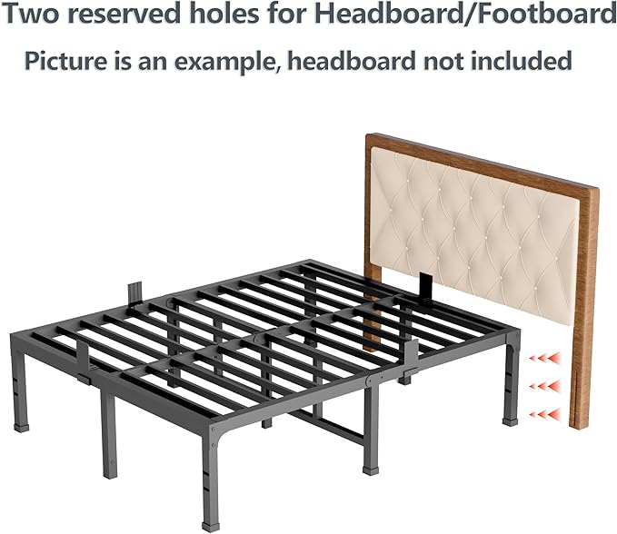 FUIOBYVV Queen Bed Frame,12 Inch Metal Platform with Steel Slats 3500lbs Support,No Box Spring Needed,Non-Slip Mattress Stopper,Underbed Space,Quiet and Sturdy,Easy Assembly