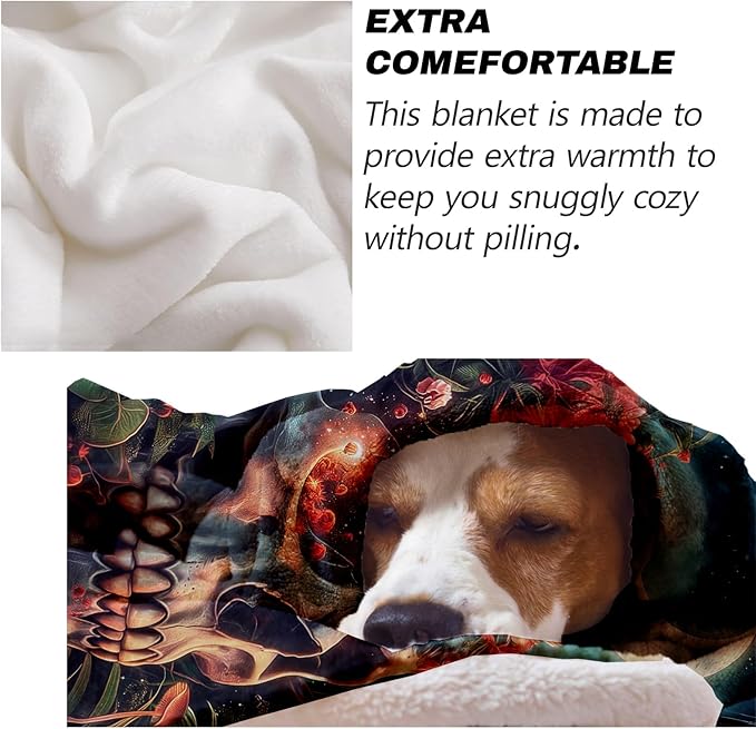 Gothic Floral Skull Blanket Gifts for Adults and Kids Halloween Throw Blankets for Bed Room Couch Soft Lightweight Warm Cozy Throws Decor 50x60in