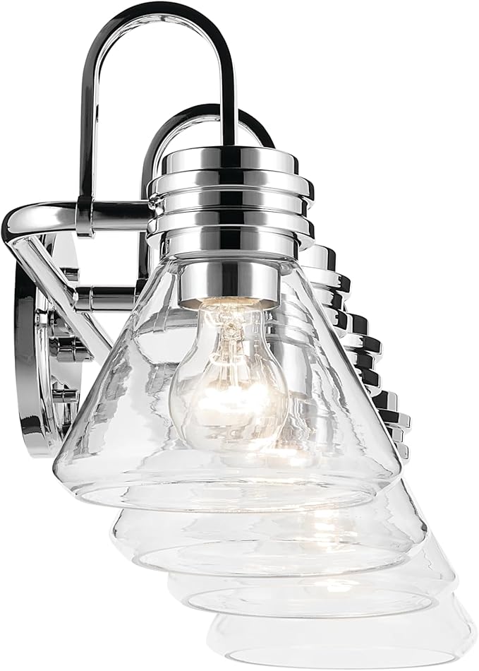 Kichler Farum 34" 4-Light Vanity Light with Clear Glass in Chrome for Single or Double Vanity, Over a Mirror, Powder Room, Bathroom, (34" W x 9.5" H), 55156CHCLR