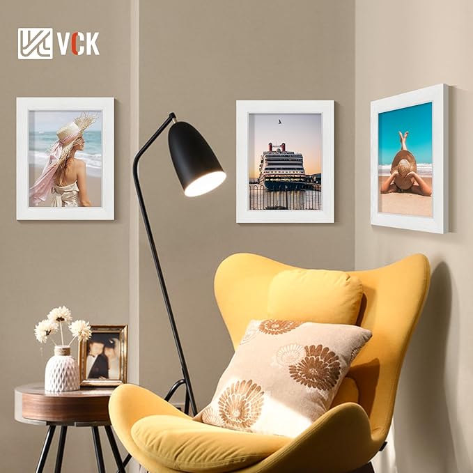 VCK 8.5x11 Certificate Frame, White Wood 8 1/2 x 11 Picture Diploma Document Frames for Wall and Tabletop, 1 Pack