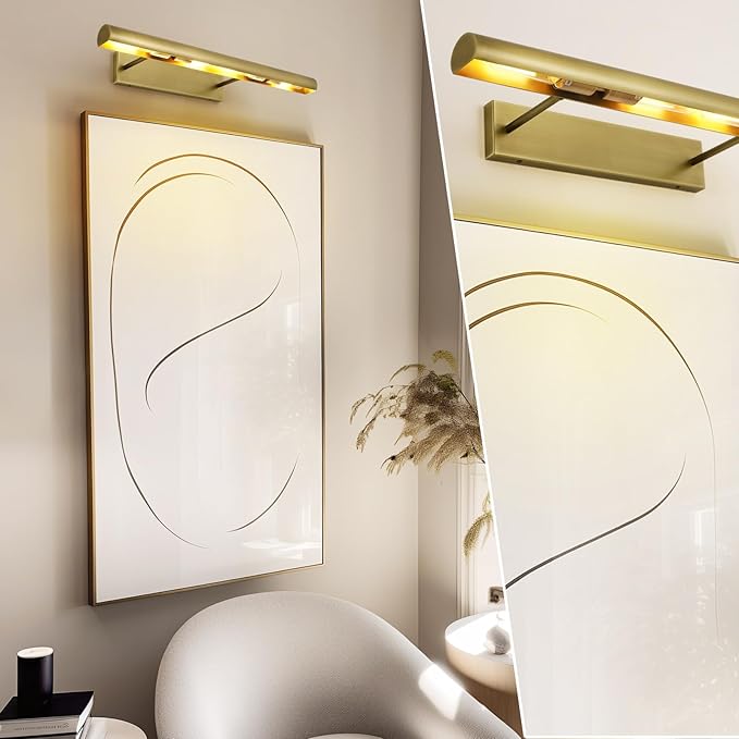 Brass Picture Light, 30inch Picture Lights for Wall, Hardwired Wall Lights for Picture, Large Wall Picture Light, Dimmable Picture Lights, Art Light for Painting Display Artwork Portrait