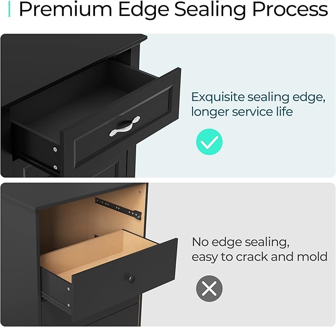 LINSY HOME Farmhouse 6 Drawers Dresser Chests for Bedroom, Wood Dresser Wide Chest of Drawers, Storage Dressers Organizer for Bedroom, Living Room,Hallway, SGS Certified