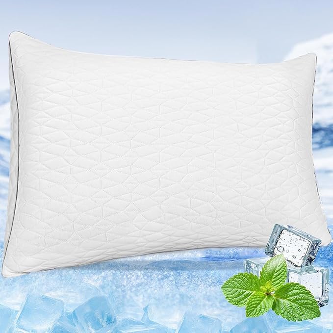 Cooling Pillows for Sleeping, Shredded Memory Foam Cooling Pillow for Hot Sleepers, Cool Bed Pillows for Side Back Stomach Sleepers(King)