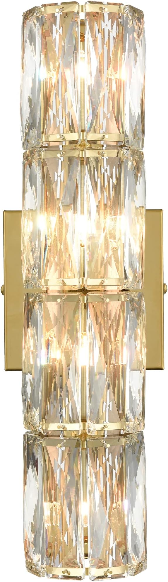 SAMTEEN Gold Wall Sconce Modern Crystal Sconces Wall Lighting 4-Light Bathroom Wall Mount Light Crystal Vanity Light Fixture for Bedroom Hallway Living Room
