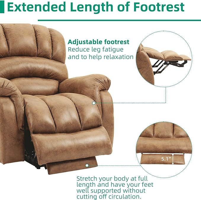 VIVIJASON Tall Man Large Power Lift Recliner Chair with Extended Footrest for Elderly, Overstuffed Wide Electric Lift Chair with Heat & Massage, 2 Remote Controls, Side Pockets & USB Ports, Sand