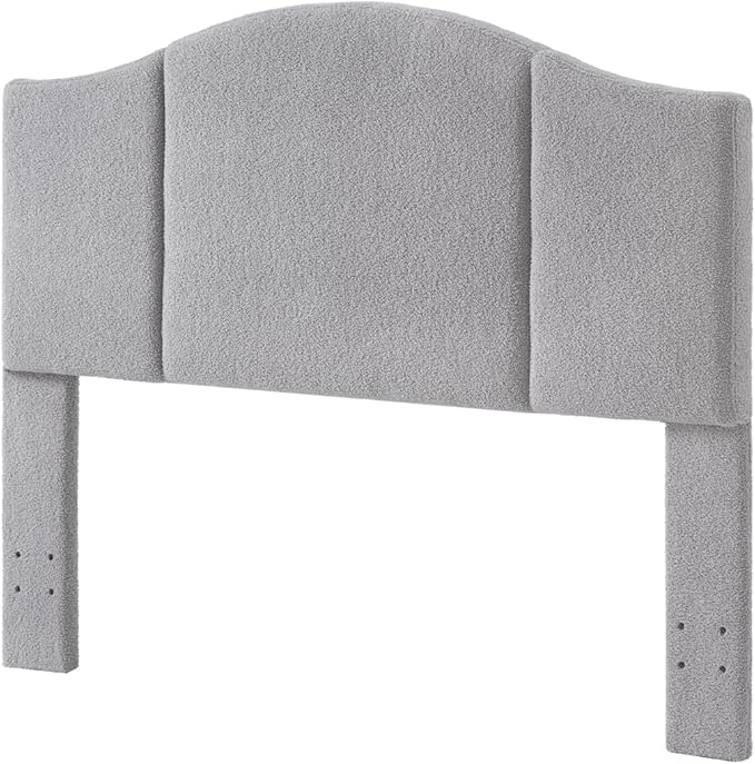 24KF Middle Century Upholstered Foldable Queen Headboard, Modern Boucle Teddy Fabric